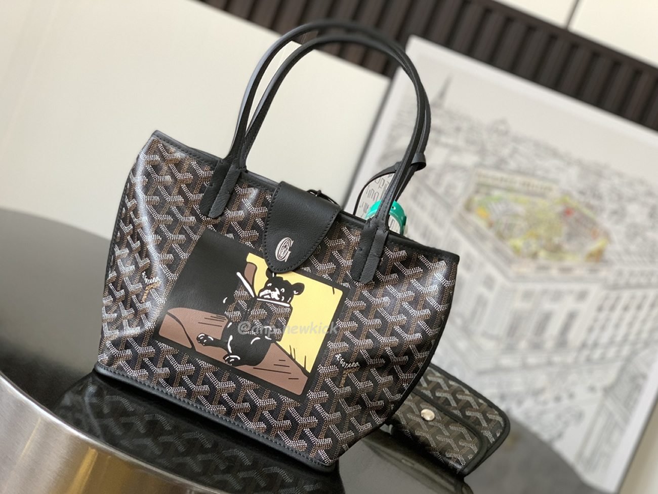 Goyard Anjou Mini Tote Bag Blacknatural Black Grey Navy White Green Yellow (2) - newkick.vip